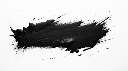 Dynamic Black Ink Stroke Creates Abstract Artistic Expression on Clean White Background - obrazy, fototapety, plakaty