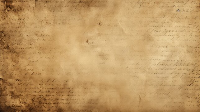 Elegant Calligraphy on Aged Paper: Vintage Handwriting Textured Background
