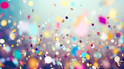 Vibrant Festive Celebration with Colorful Confetti Falling on Abstract Background