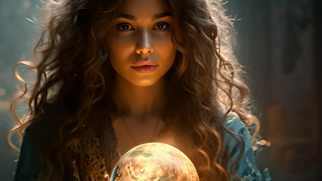 Woman Holding Crystal Ball Generative AI