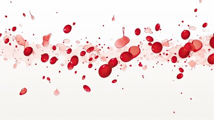 Vivid Blood Drops Splattered on Transparent Background - Abstract Heart Shape Concept - obrazy, fototapety, plakaty