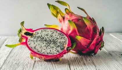 dragon fruit on wooden table