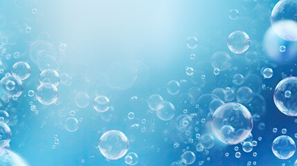 Glimmering Soap Bubbles Floating on Tranquil Blue Background for Refreshing Concept