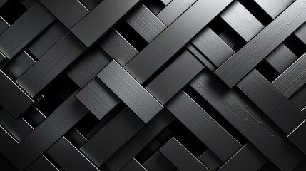Dynamic Black Metal Panel with Sharp Diagonals for Industrial Background Design
