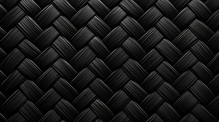 Elegant Black Canvas Weave Pattern: Luxurious Texture Background Design