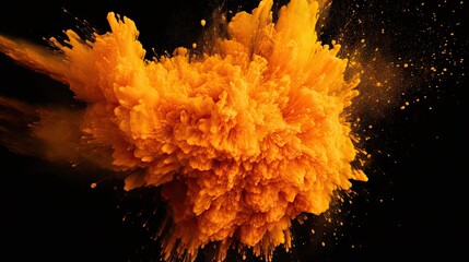 Vibrant Burst of Orange Powder Creates a Stunning Yellow Explosion on Dark Background