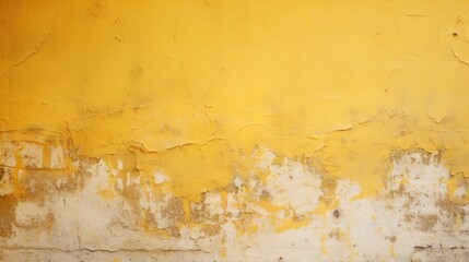 Weathered Yellow Wall and Cracked White Wall with Peeling Paint Abstract Background