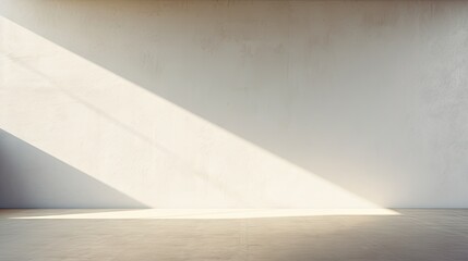 Ethereal Glow: Illuminated White Concrete Wall with Sunlight and Shadows