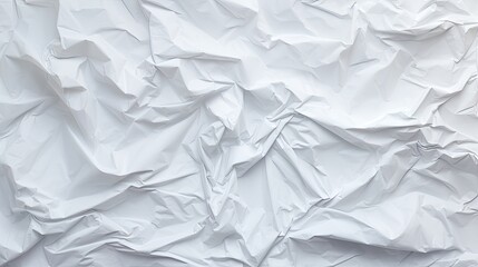 Texture of Crumpled White Paper Sheet Background with Creases and Folds