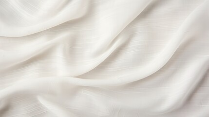 Obraz premium Minimalistic White Linen Fabric with Fluid Wavy Pattern Close-up Texture Background