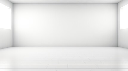 Minimalistic White Room Interior with Soft Shadows, Ideal for Product Presentation