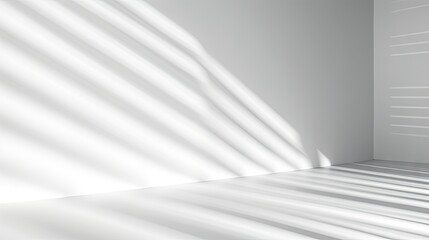 Minimalistic White Room featuring Abstract Lines and Shadows with Soft Illumination