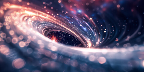 Futuristic technology swirl background design with lights and bokeh looks like galaxy in space. - 740297335