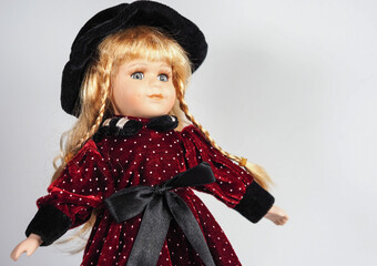 Vintage Austrian porcelain doll girl with blue eyes - 740298768