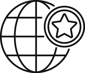 Obraz premium Global featured product icon outline vector. Data start event. Present mobile