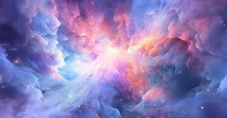 Obraz premium Stunning illustration of outer space galaxy with colourful vibrant dust clouds and nebulas