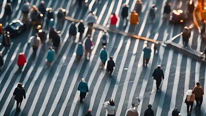Group of People Walking Across Crosswalk Generative AI