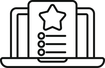 Laptop featured product icon outline vector. Brand marketing. Present unit
