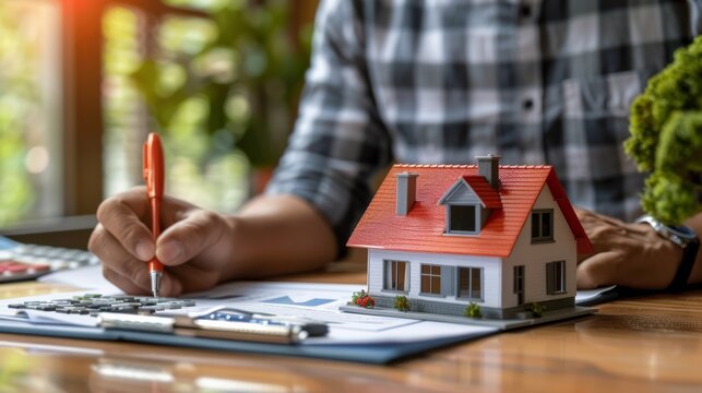 A Person, Dressed In Professional Clothing, Sits At A Table Indoors, Carefully Cutting And Crafting A Miniature Model House With Precision, As They Write Notes And Plans For Its Creation, The Window 