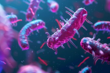 scientific illustration of a healthy gut flora bacteria