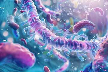 3d rendered illustration of a healthy gut flora bacteria - obrazy, fototapety, plakaty