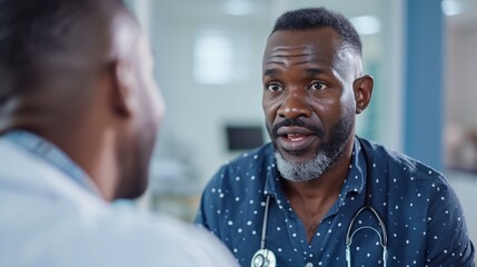 Un docteur noir conseillant un patient » IA générative - obrazy, fototapety, plakaty