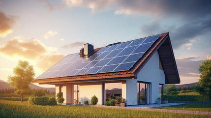 Obraz premium Solar Technology on a modern House