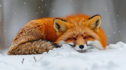 Fototapeta premium red fox in snow