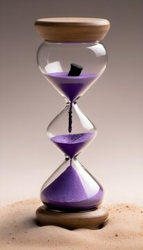 A creative image for Ash Wednesday features a purple hourglass with ashes streaming in place of sand, signifying introspection and the passing of time.