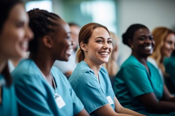Gros plan sur des infirmières souriantes dans un hôpital » IA générative