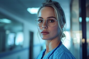 Portrait d'une infirmière dans le couloir d'un hôpital » IA générative