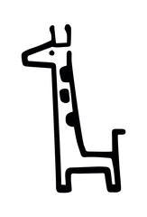 An elegant herbivore with a long neck. Drawn profile of a giraffe. Logo template. Illustration in cartoon style. Children's drawing of a giraffe for the design of patterns for wallpaper, fabric, packa