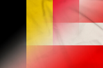 Naklejka premium Belgium and Austria state flag transborder contract AUT BEL
