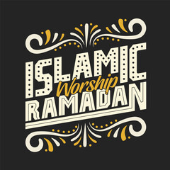 Ramadan mubarak typography tshirt design. Islamic worship ramadan