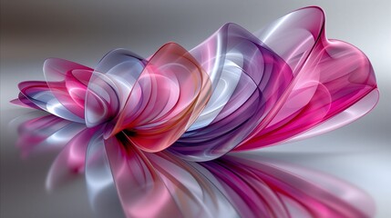 Abstract colorful swirls with elegant wavy reflections on grey background