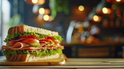 Un sandwich au jambon de poulet dans un restaurant » IA générative
