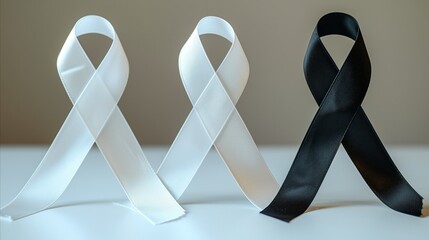 Awareness ribbons on neutral background symbolizing solidarity and support