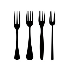 set of fork silhouettes - vector illustration