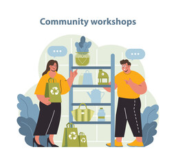 Community Workshops Vector Illustration. Enthusiastic individuals share.