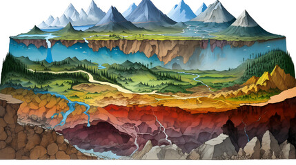 Vivid Illustration of Earth's Geological Layers: From Crust to Inner Core