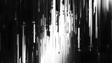 abstract black and white vertical glitch line distortion