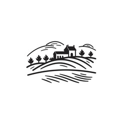 landscape tuscany italy heels  vector illustration isolated transparent background logo, cut out or cutout t-shirt print design