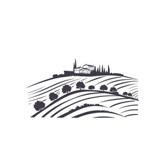 landscape tuscany italy heels  vector illustration isolated transparent background logo, cut out or cutout t-shirt print design