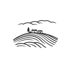 landscape tuscany italy heels  vector illustration isolated transparent background logo, cut out or cutout t-shirt print design