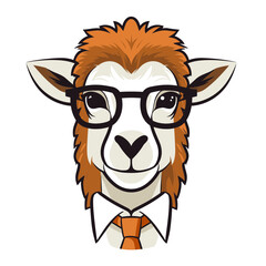 sheep hipster wearing glasses  vector illustration isolated transparent background logo, cut out or cutout t-shirt print design