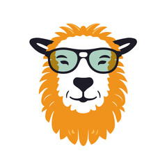 sheep hipster wearing glasses  vector illustration isolated transparent background logo, cut out or cutout t-shirt print design