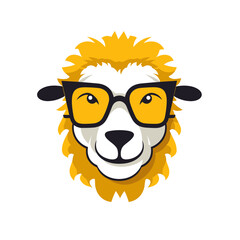 sheep hipster wearing glasses  vector illustration isolated transparent background logo, cut out or cutout t-shirt print design