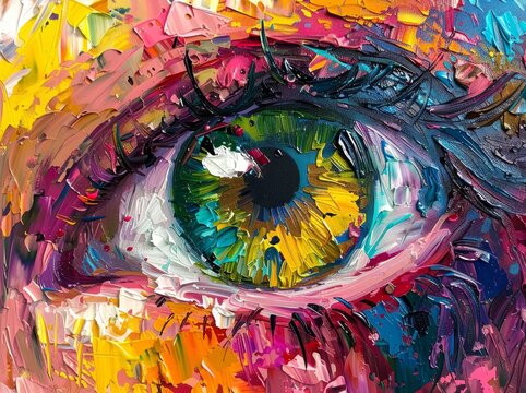 Colourful oil painting of an closeup eye © Joschua