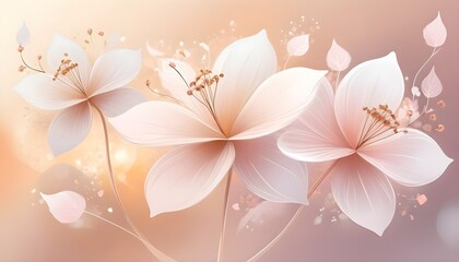 Abstract subtle white flowers. Decorative wallpaper.