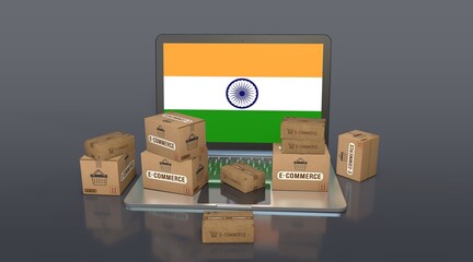India, Republic of India, E-Commerce Visual Design, Social Media Images. 3D rendering.